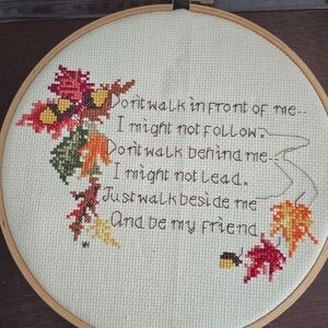 Autumn Friendship Cross-Stitch Hoop Art